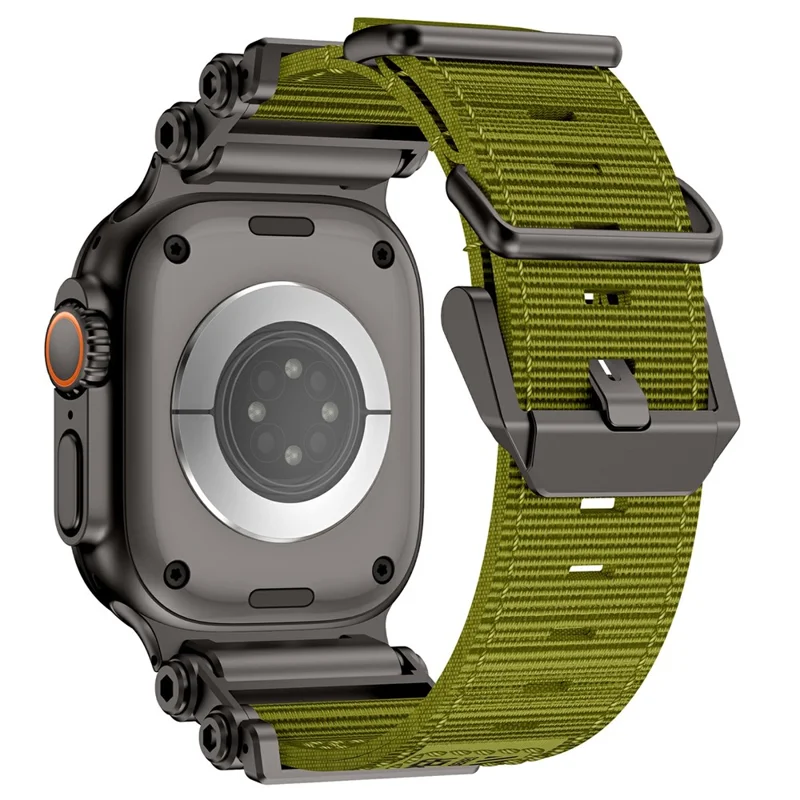 Armband für Apple Watch Series 10 Ultra 9 8 7 SE 6 5 4 3 2 1 46mm 49mm 45mm 44mm 42mm Gear Design Nylon Gürtel mit schwarzem Verbinder - Grün