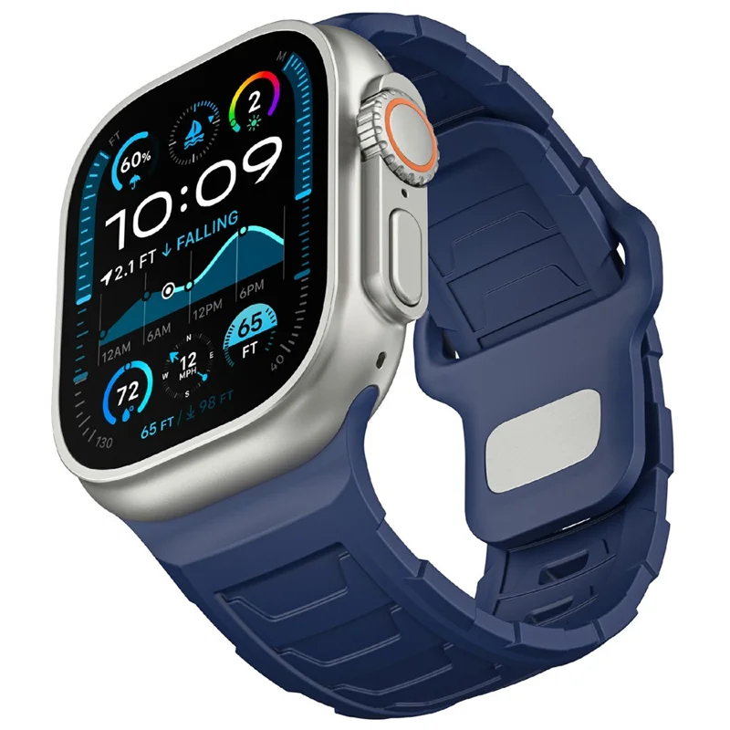 Bracelet en silicone pour Apple Watch Series 10 Ultra 9 8 7 SE 6 5 4 3 2 1 46mm 49mm 45mm 44mm 42mm Bracelet de remplacement pour montre de sport - Bleu foncé