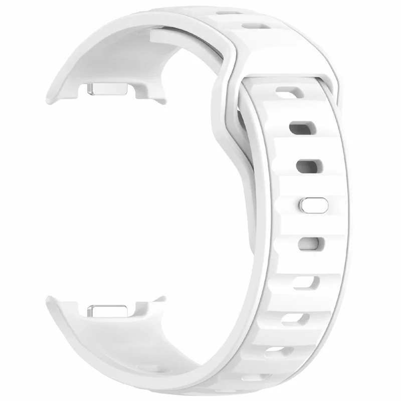 Silicone Watch Band For Samsung Galaxy Watch8 40mm 44mm / Watch8 Classic 46mm , Waterproof Soft Strap with Stainless Steel Buckle - White