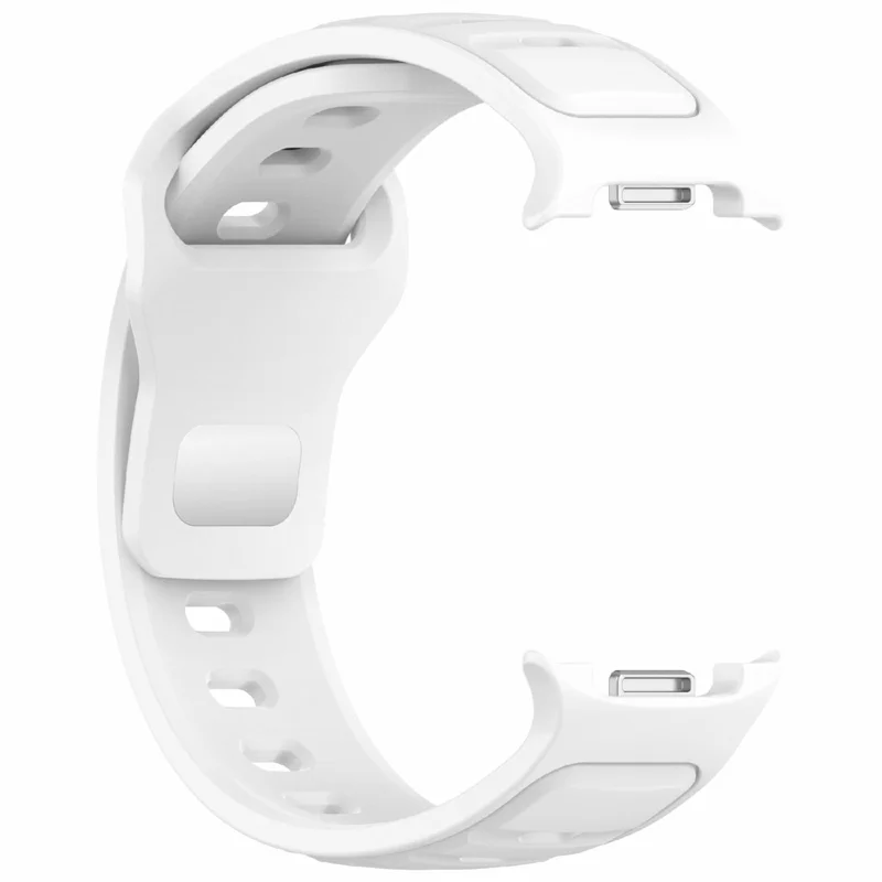 Silicone Watch Band For Samsung Galaxy Watch8 40mm 44mm / Watch8 Classic 46mm , Waterproof Soft Strap with Stainless Steel Buckle - White