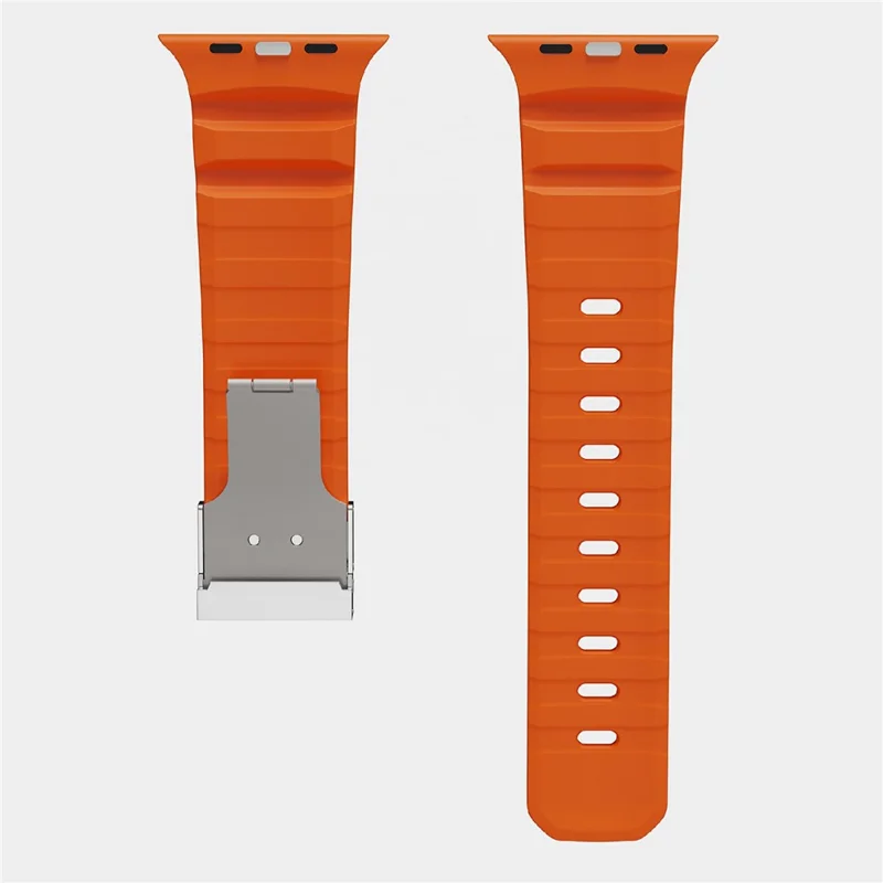 Watch Band For Apple Watch Series 10 Ultra 9 8 7 SE 6 5 4 3 2 1 46mm 49mm 45mm 44mm 42mm Magnetic Silicone Strap - Orange