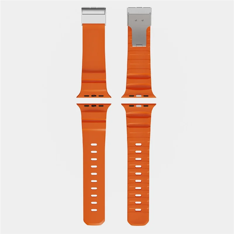 Watch Band For Apple Watch Series 10 Ultra 9 8 7 SE 6 5 4 3 2 1 46mm 49mm 45mm 44mm 42mm Magnetic Silicone Strap - Orange