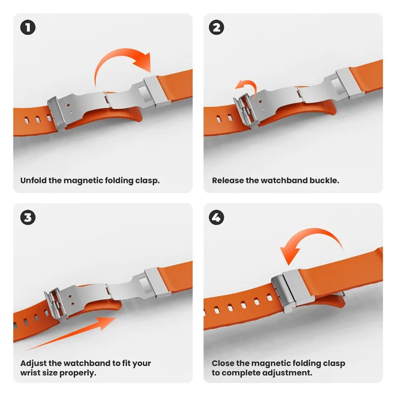 Watch Band For Apple Watch Series 10 Ultra 9 8 7 SE 6 5 4 3 2 1 46mm 49mm 45mm 44mm 42mm Magnetic Silicone Strap - Orange