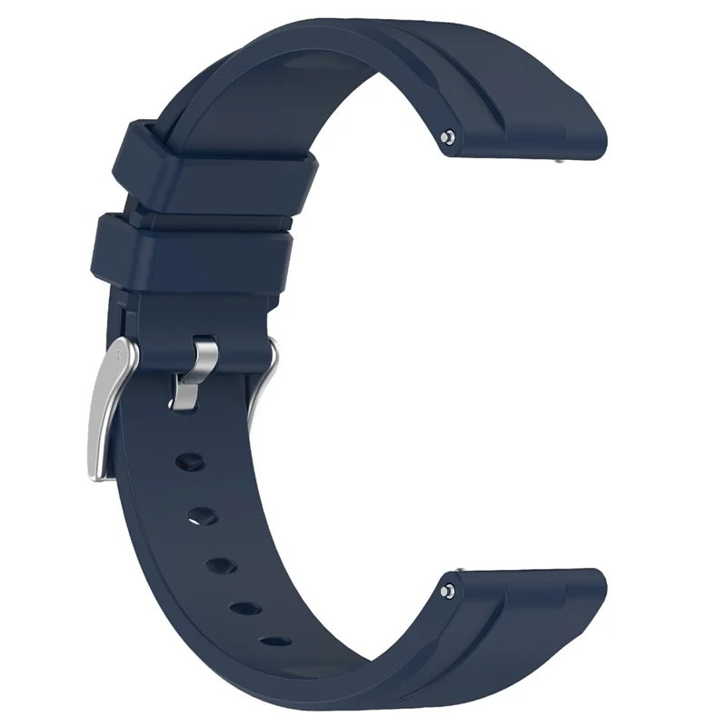 For Huawei Watch GT 5 46mm Watch Band 22mm Steel Buckle Solid Color Silicone Strap - Navy Blue