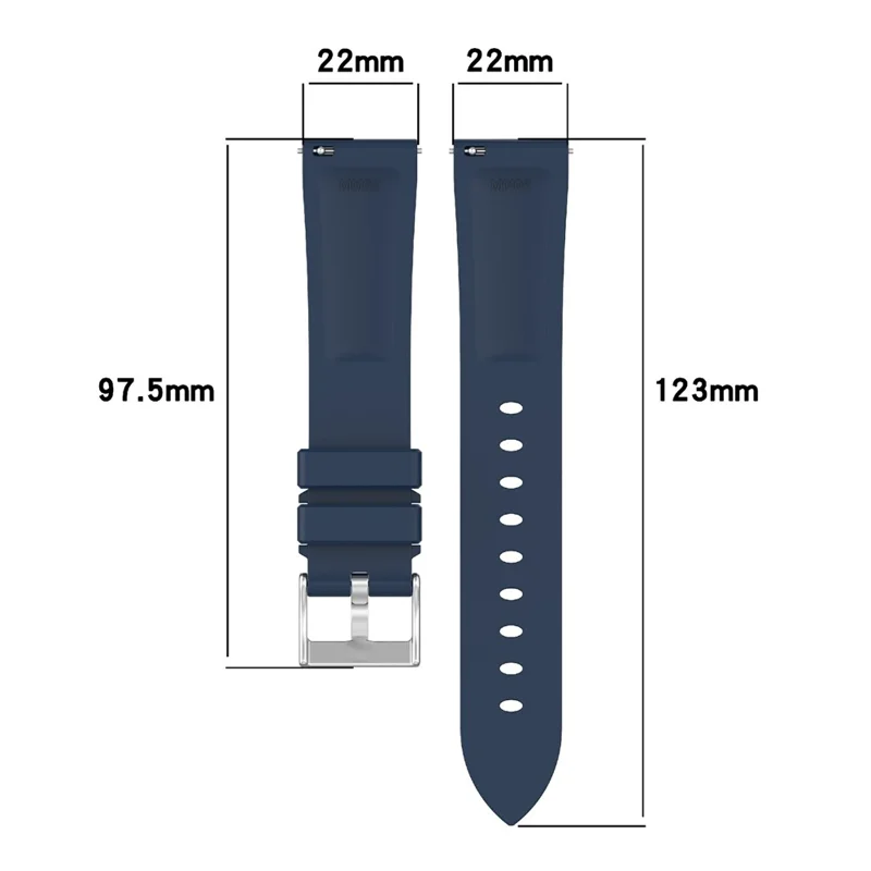 For Huawei Watch GT 5 46mm Watch Band 22mm Steel Buckle Solid Color Silicone Strap - Navy Blue