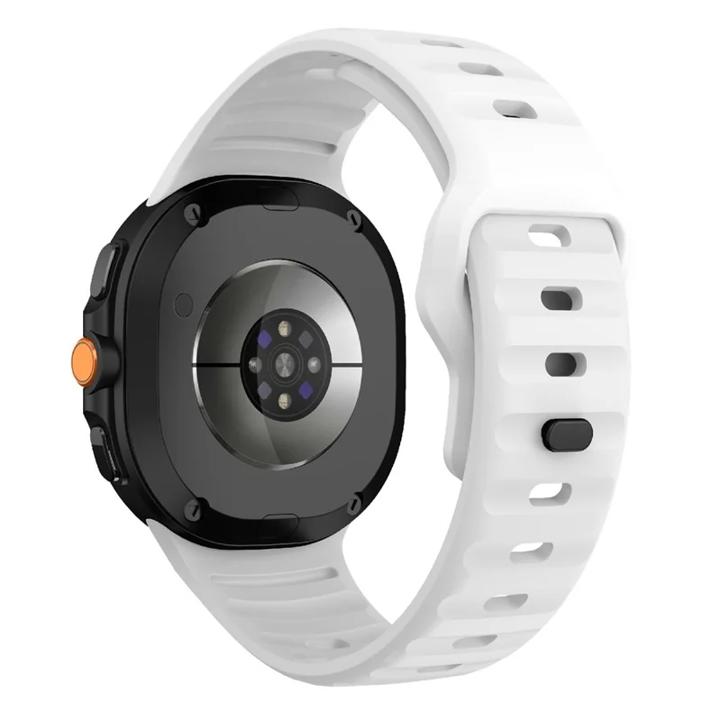 Silicone Watch Band For Samsung Galaxy Watch8 44mm  /  40mm  /  Watch8 Classic 46mm Wave Reverse Buckle Wrist Strap - White