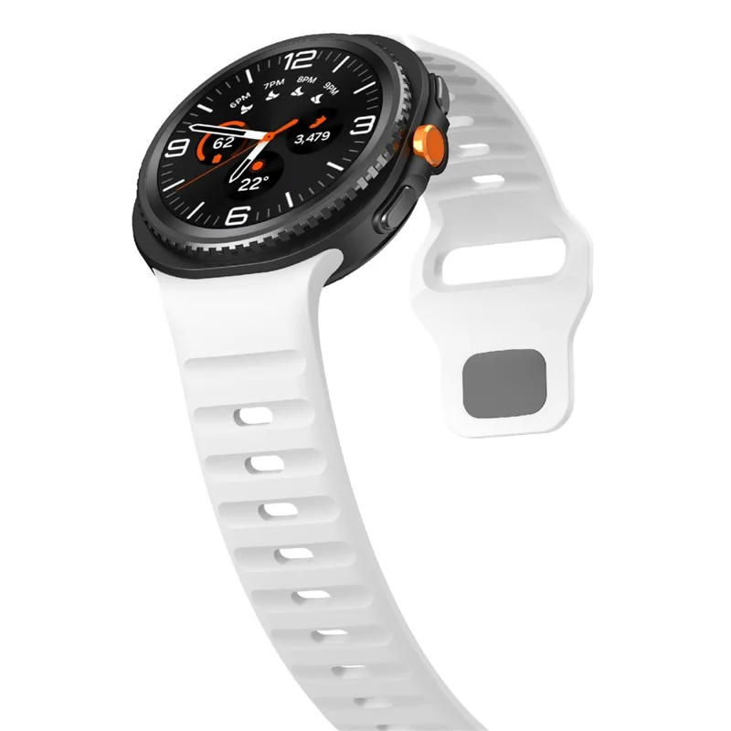 Silicone Watch Band For Samsung Galaxy Watch8 44mm  /  40mm  /  Watch8 Classic 46mm Wave Reverse Buckle Wrist Strap - White