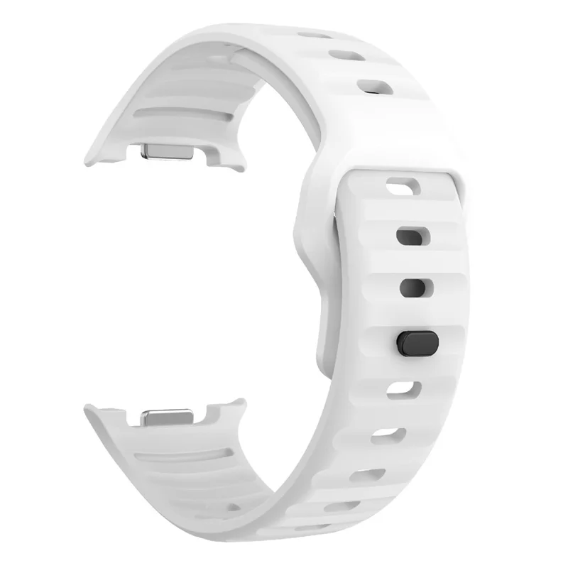 Silicone Watch Band For Samsung Galaxy Watch8 44mm  /  40mm  /  Watch8 Classic 46mm Wave Reverse Buckle Wrist Strap - White