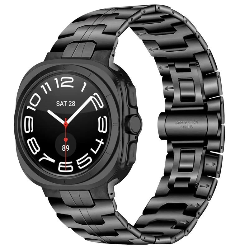 Cinturino Elettroplaccato con Chiusura a Farfalla per Samsung Galaxy Watch8 44mm / 40mm / 8 Classic 46mm - Nero