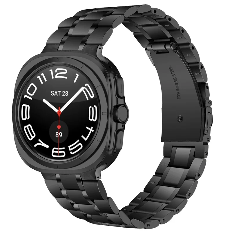 Colored Strap for Samsung Galaxy Watch8 44mm / 40mm / 8 Classic 46mm Metal Five-Link Watch Band with Butterfly Clasp - Black