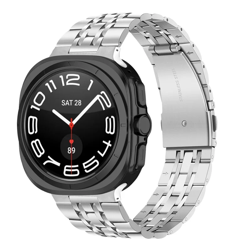 Silver Slim Strap for Samsung Galaxy Watch8 44mm / 40mm / 8 Classic 46mm Stainless Steel Seven-Link Watch Band