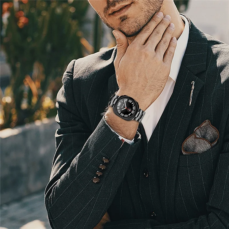Cinturino Elettroplaccato a Colore per Galaxy Watch Ultra (2025) 47mm Fascia per Orologio in Metallo con Chiusura a Farfalla - Nero