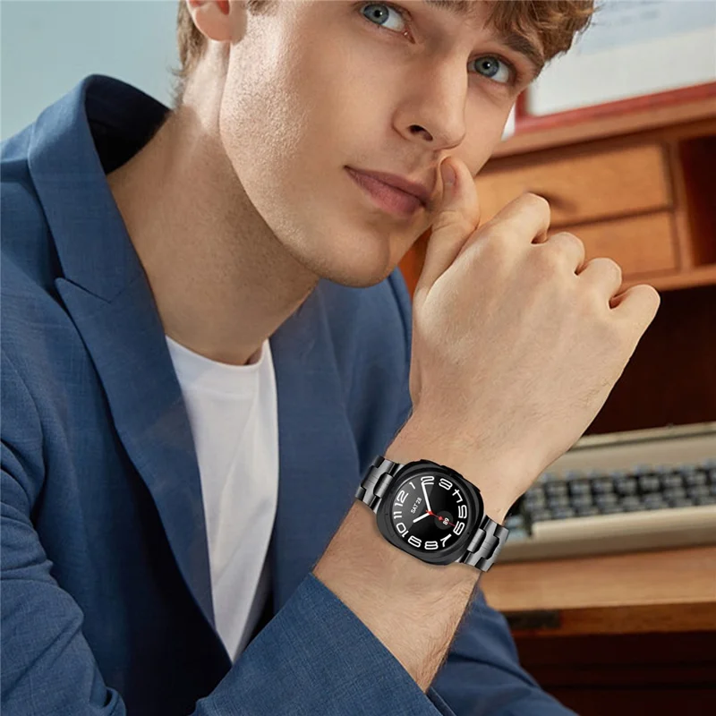 Cinturino Elettroplaccato a Colore per Galaxy Watch Ultra (2025) 47mm Fascia per Orologio in Metallo con Chiusura a Farfalla - Nero