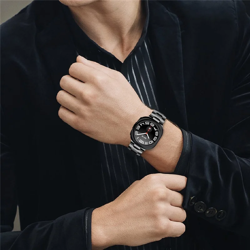 Cinturino Elettroplaccato a Colore per Galaxy Watch Ultra (2025) 47mm Fascia per Orologio in Metallo con Chiusura a Farfalla - Nero