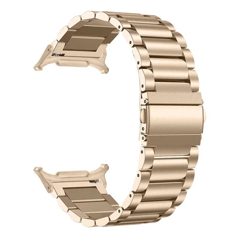 For Samsung Galaxy Watch Ultra (2025) 47mm Band 3-Bead Electroplating Color Metal Watch Strap - Retro Gold