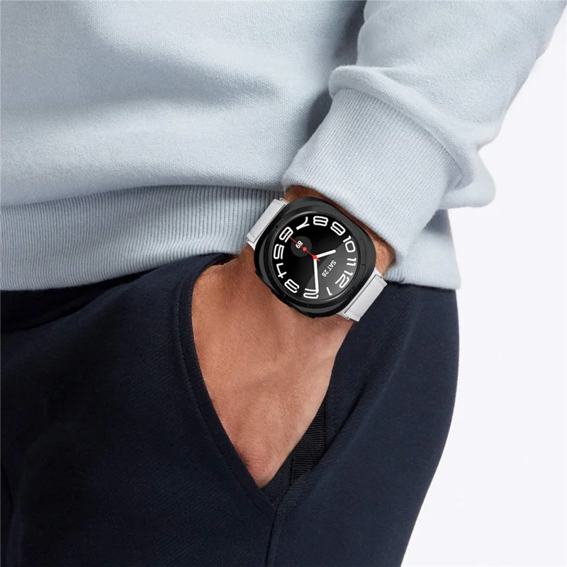 Pour Samsung Galaxy Watch Ultra (2025) 47mm Bracelet en Cuir de Vache Véritable Réglable - Blanc