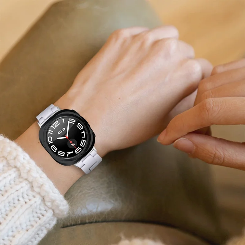 For Samsung Galaxy Watch Ultra (2025) 47mm Watch Strap Acrylic Resin Waterproof Wrist Band - White