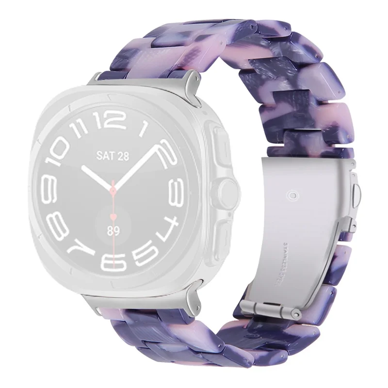 Für Samsung Galaxy Watch Ultra (2025) 47mm Band Acryl Wasserdichter Harz Uhrenarmband - Schwarz / Pink