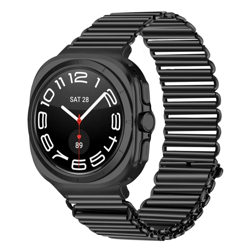 Pour Samsung Galaxy Watch Ultra (2025) 47mm Bracelet à Boucle Électroplaqué Couleur Métal Bande de Montre Bouclerie à Lance - Noir