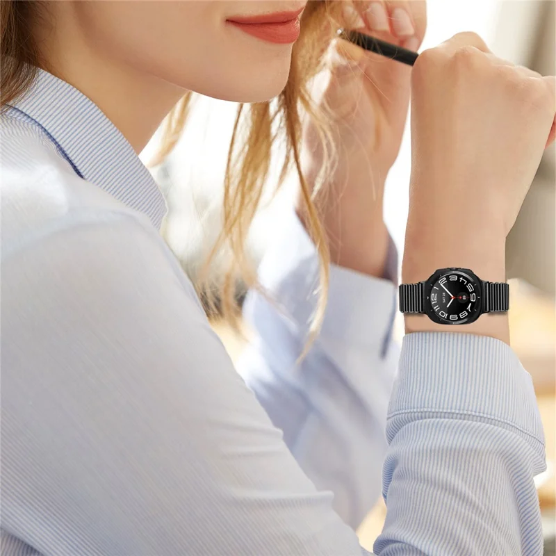 Pour Samsung Galaxy Watch Ultra (2025) 47mm Bracelet à Boucle Électroplaqué Couleur Métal Bande de Montre Bouclerie à Lance - Noir