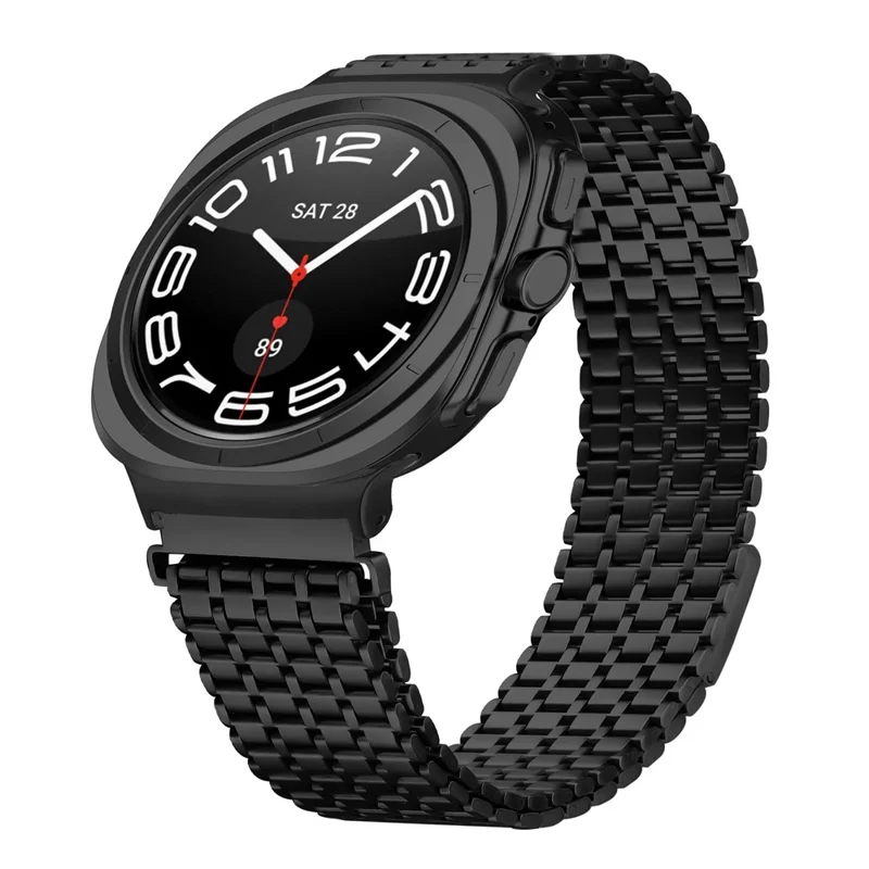 Farbiges Uhrenarmband für Samsung Galaxy Watch Ultra (2025) 47mm Edelstahl Magnetisches Neun-Perlen-Armband - Schwarz