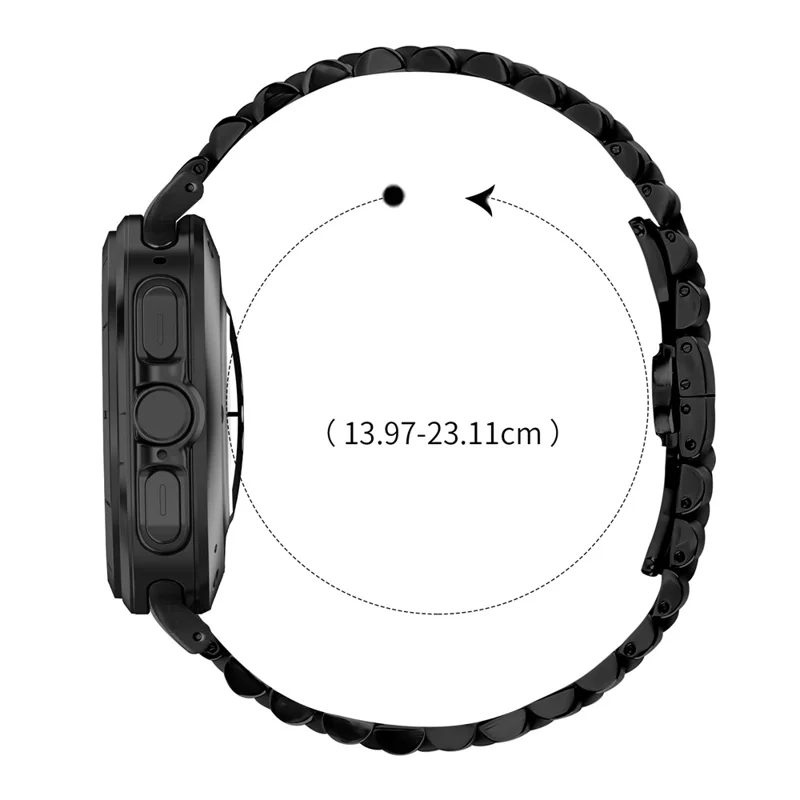 Colored Watch Band for Samsung Galaxy Watch Ultra (2025) 47mm 5-Bead Metal Butterfly Clasp Strap - Black