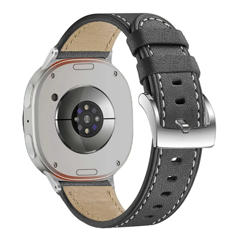 Watch Band for Samsung Galaxy Watch8 44mm / 40mm / Watch8 Classic 46mm Round-tail Genuine Cow Leather Strap - Black