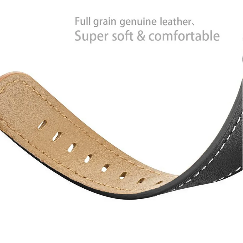 Watch Band for Samsung Galaxy Watch8 44mm / 40mm / Watch8 Classic 46mm Round-tail Genuine Cow Leather Strap - Black