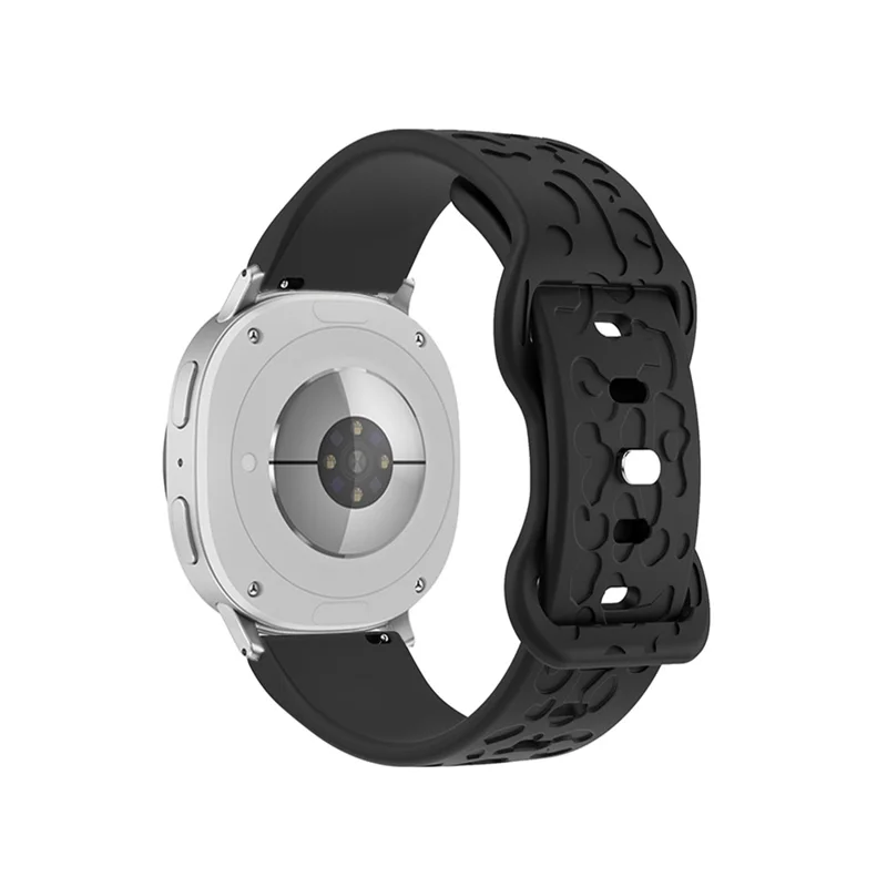 KALEBOL Silicone Strap For Samsung Galaxy Watch8 Classic 46mm  /  Watch8 44mm  /  40mm Leopard Texture Watch Band - Black