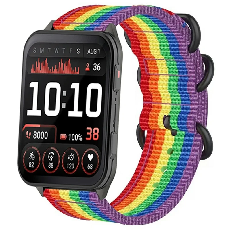 Pour Garmin Venu X1 Bracelet de Montre en Nylon Réglable - Couleur Arc-en-Ciel