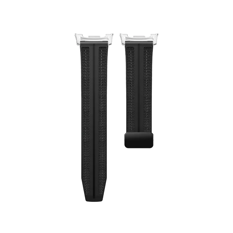 KALEBOL Watch Band For Samsung Galaxy Watch8 Classic 46mm  /  Watch8 44mm  /  40mm Magnetic Folding Clasp Nylon Silicone Strap - Black