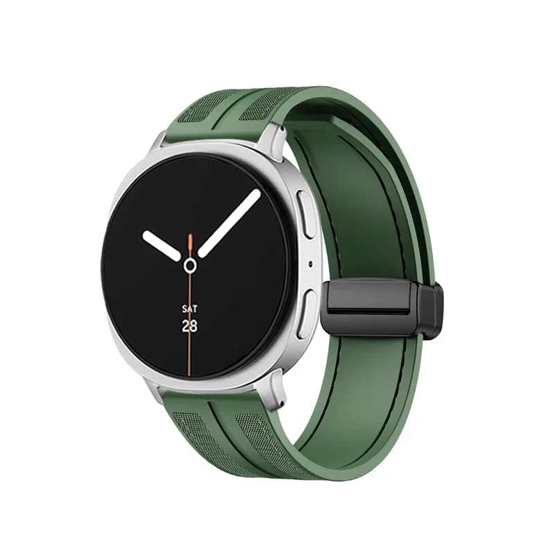 Pulseira de Relógio KALEBOL Para Samsung Galaxy Watch8 Classic 46mm / Watch8 44mm / 40mm Fecho Magnético Dobrável Pulseira de Nylon e Silicone - Verde