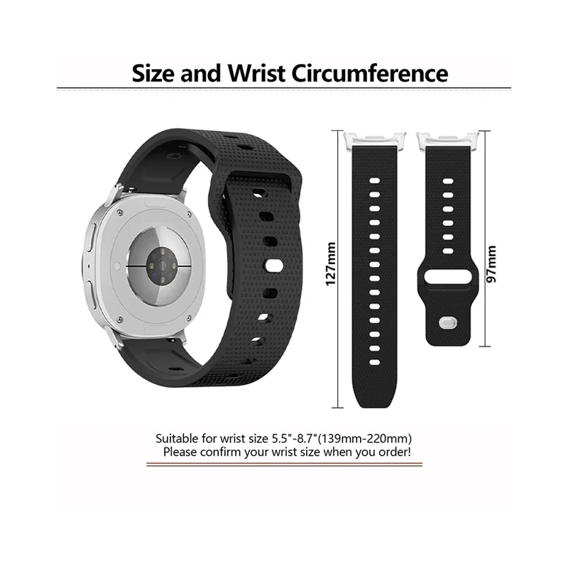 KALEBOL Bracelet en silicone à pois avec boucle à ardillon pour Samsung Galaxy Watch8 Classic 46mm / Watch8 44mm / 40mm - Noir
