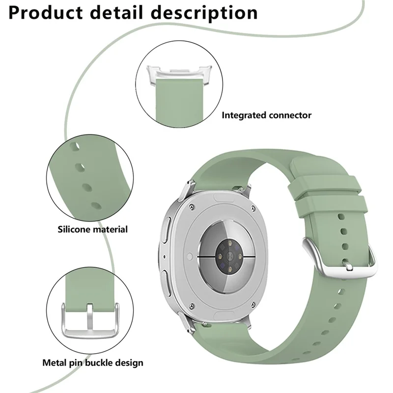 KALEBOL Silicone Strap For Samsung Galaxy Watch8 Classic 46mm  /  Watch8 44mm  /  40mm Round Tail Watch Band - Ice Lake Green