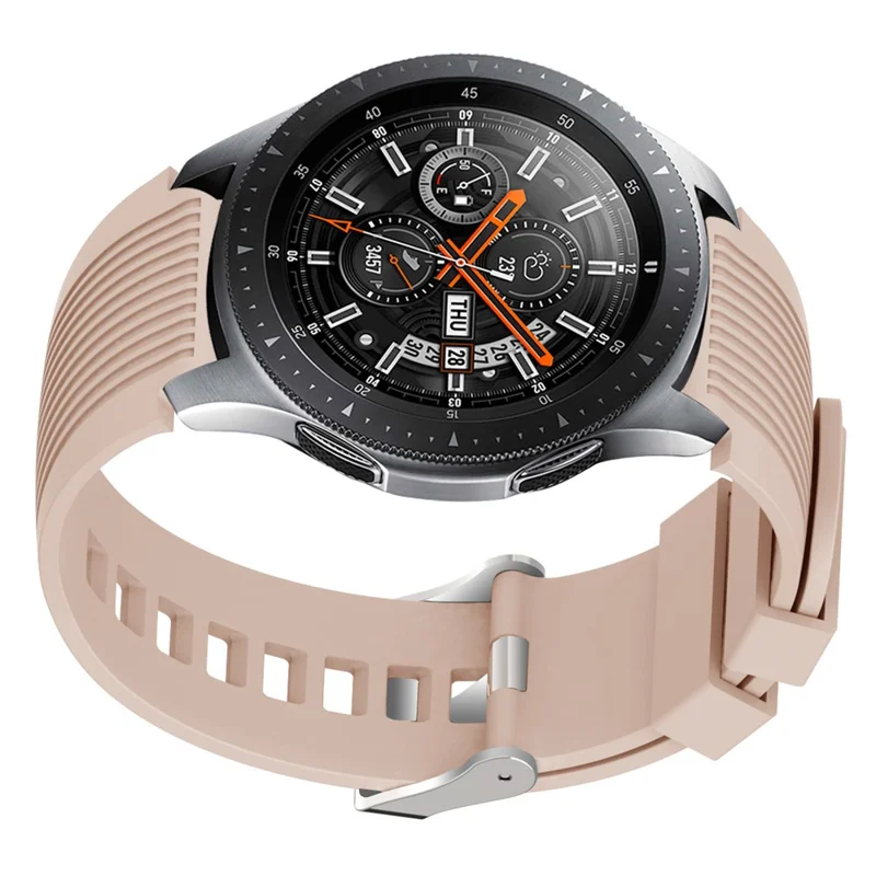 Universal 22mm Width Lines Soft Silicone Band Watchband Strap for Huawei Watch 3 / 3 Pro / Samsung Amazfit Watch Etc - Khaki