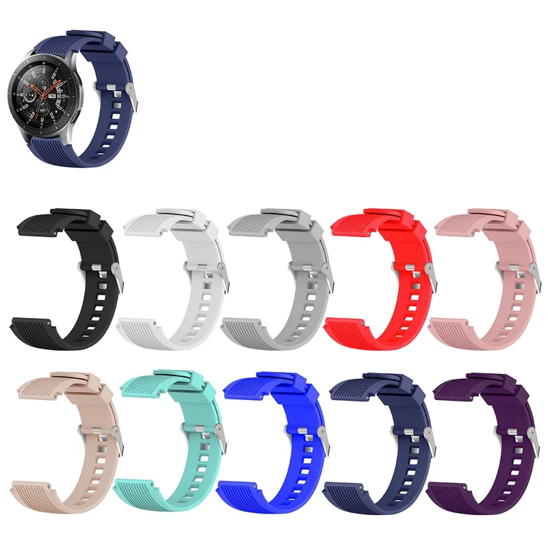 Universal 22mm Width Lines Soft Silicone Band Watchband Strap for Huawei Watch 3 / 3 Pro / Samsung Amazfit Watch Etc - Khaki