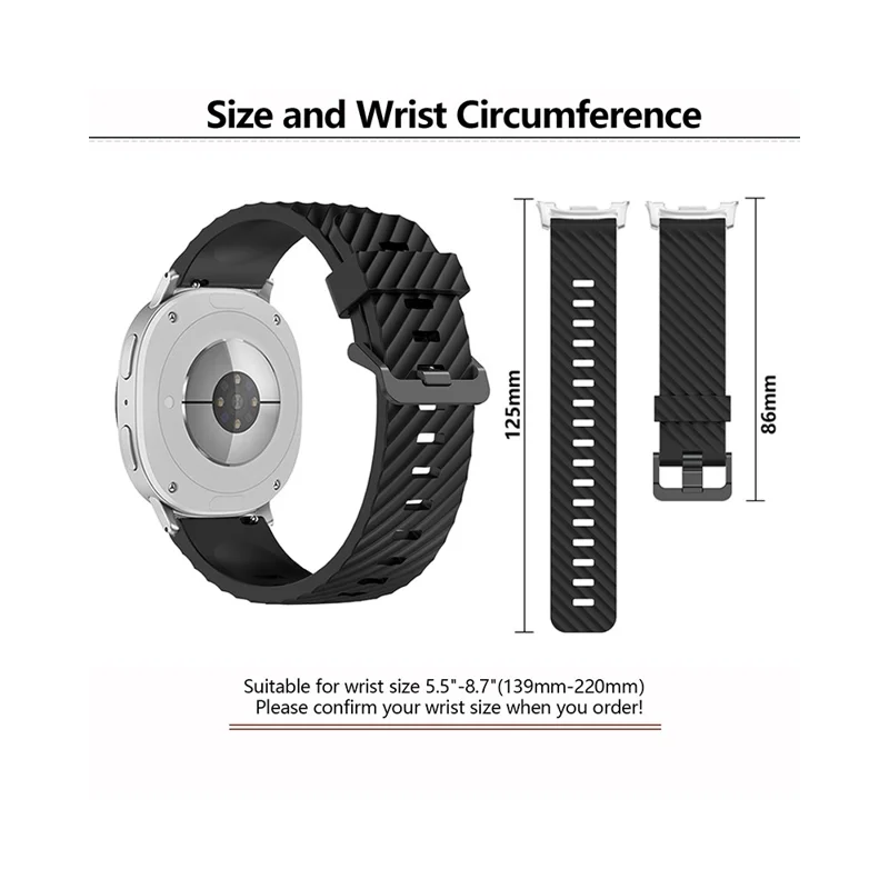 KALEBOL Bracelet en silicone pour Samsung Galaxy Watch8 Classic 46mm / Watch8 44mm / 40mm - Motif Pneu, Noir
