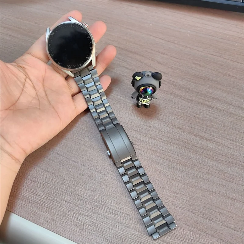 22mm Watch Band For Huawei Watch GT 5 Pro 46mm  /  GT 5 46mm  /  GT 4 46mm  /  GT 3 46mm T-Shape Turtle Back Buckle Titanium Alloy Strap - Grey