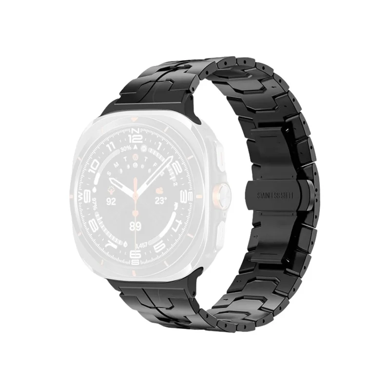 Watch Band For Samsung Galaxy Watch8 Classic 46mm  /  Watch8 44mm  /  40mm Split Butterfly Clasp Stainless Steel Strap - Black