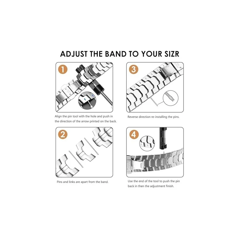 Watch Band For Samsung Galaxy Watch8 Classic 46mm  /  Watch8 44mm  /  40mm Split Butterfly Clasp Stainless Steel Strap - Black
