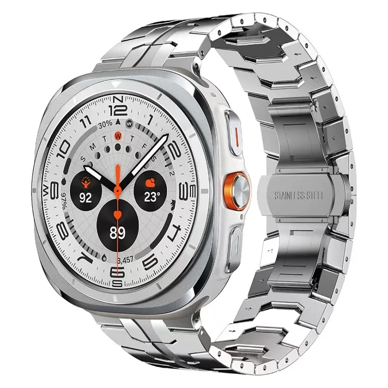 Watch Band For Samsung Galaxy Watch8 Classic 46mm  /  Watch8 44mm  /  40mm Integrated Butterfly Clasp Stainless Steel Strap - Silver