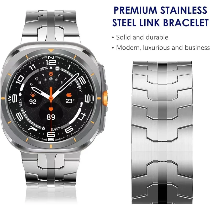 Watch Band For Samsung Galaxy Watch8 Classic 46mm  /  Watch8 44mm  /  40mm Integrated Butterfly Clasp Stainless Steel Strap - Silver
