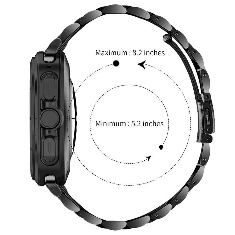 Watch Band For Samsung Galaxy Watch8 Classic 46mm  /  Watch8 44mm  /  40mm Integrated 7-Bead Stainless Steel Strap - Black