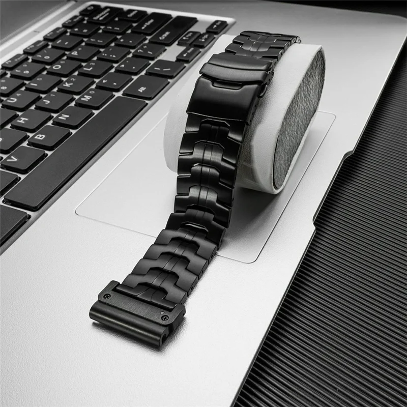 26mm Watch Band For Garmin Fenix 8 51mm  /  Enduro 3  /  Enduro 2 Titanium Alloy Strap with Safety Buckle - Black