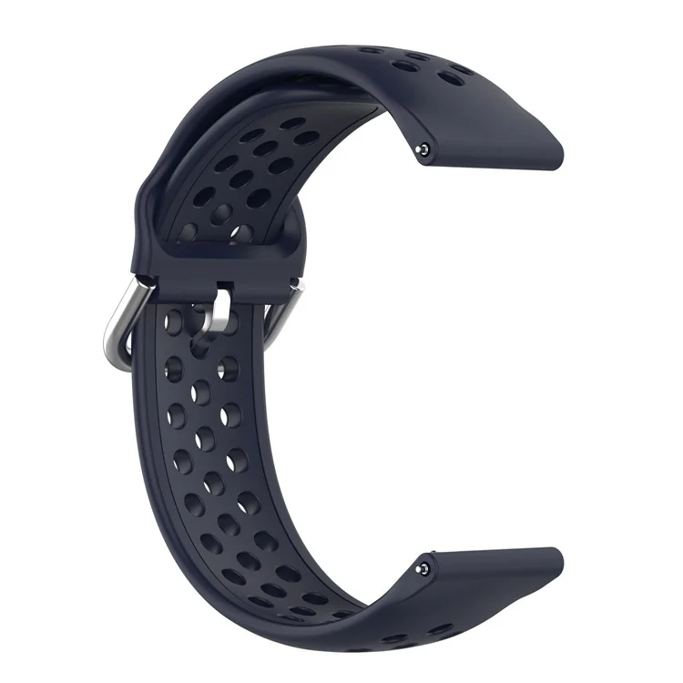 Universal 22mm Width Air Holes Silicone Watch Band Replacement for Huawei Watch 3 / 3 Pro / Samsung Amazfit Watch Etc - Dark Blue
