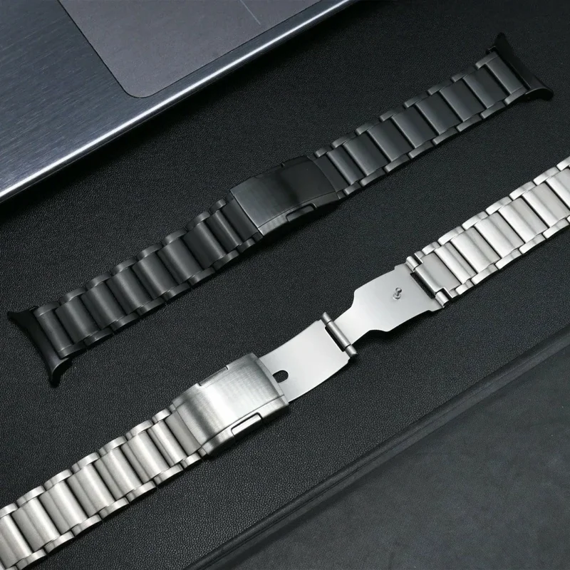 Bracelet de montre pour Samsung Galaxy Watch Ultra (2025) 47mm / Ultra 47mm à 3 Rangées Boucle Arrière Type Tortue en Alliage de Titane - Argent