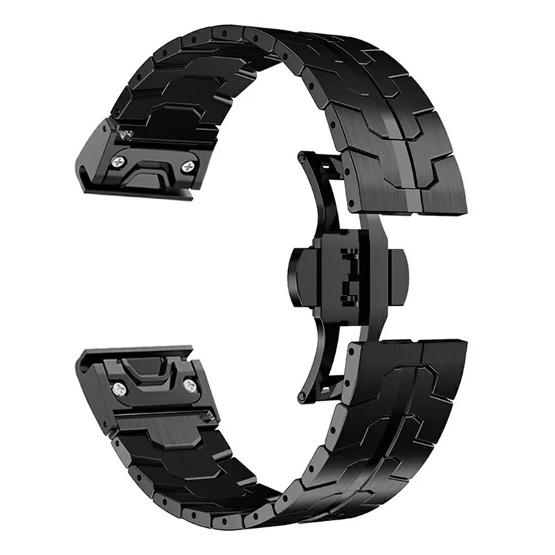 26mm Butterfly Buckle Strap for Garmin Fenix 8 51mm / Enduro 3 / Enduro 2 Titanium Alloy Watch Band - Black