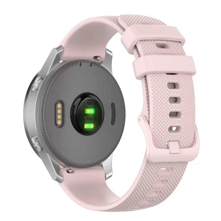 22mm Universal Grid Texture Silicone Watchband Replace Strap for Huawei Watch 3 / 3 Pro / Samsung Amazfit Watch Etc - Pink