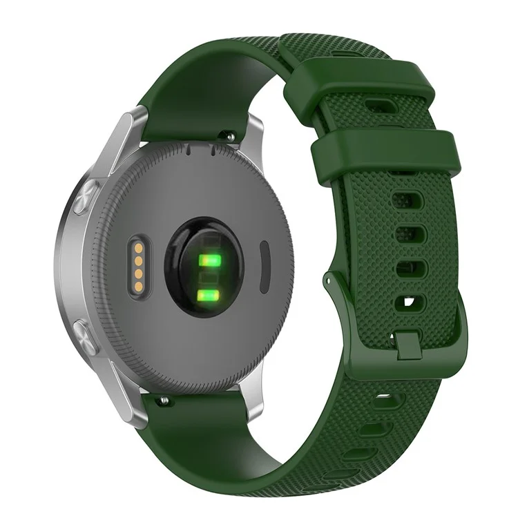 22mm Universal Grid Texture Silicone Watch Band Substitua Strap Pelo Huawei Watch 3 / 3 Pro / Samsung Amazfit Watch Etc - Exército Verde