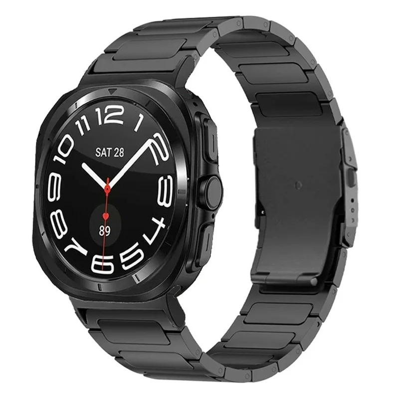 Watch Strap for Samsung Galaxy Watch8 44mm / 40mm / Watch8 Classic 46mm Titanium Alloy Band with Safety Buckle - Black